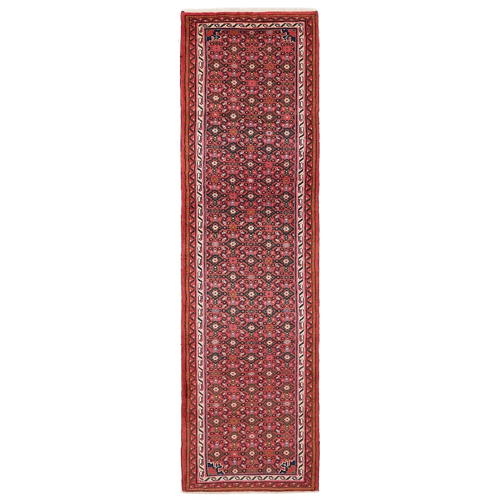 ECARPETGALLERY Hand-knotted Andelz Red Wool Rug - 2'10 x 10'2