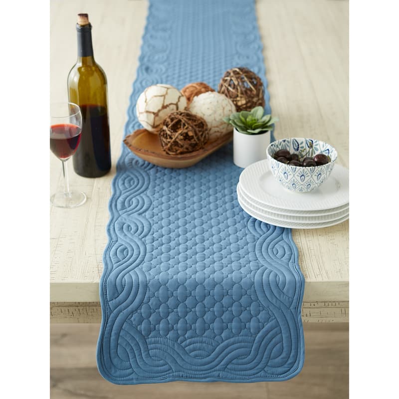 DII French Blue Quilted Farmhouse Table Runner