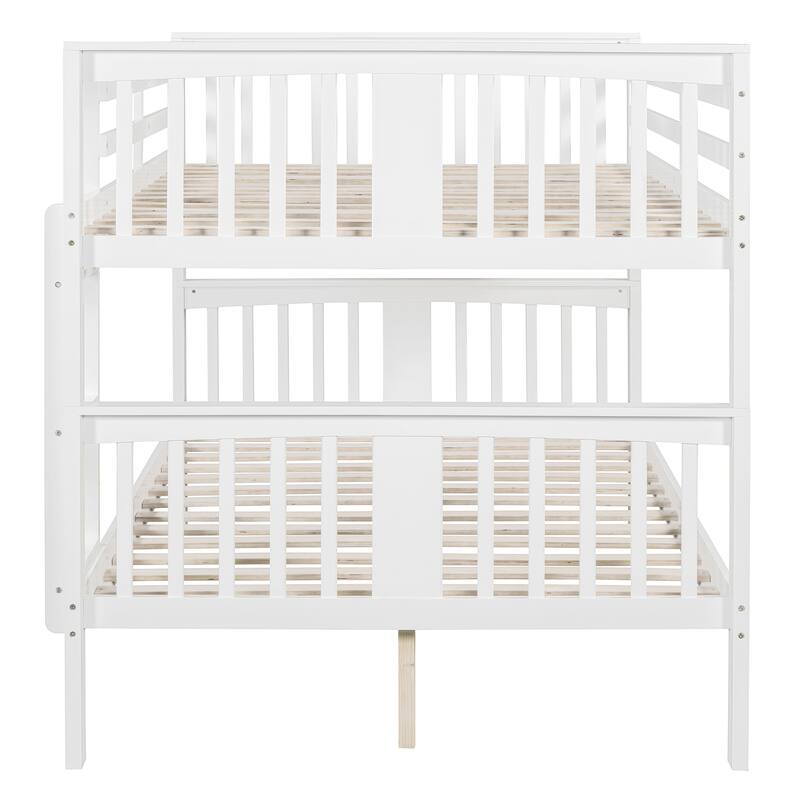 Full Over Full Bunk Bed with Ladder for Bedroom, Guest Room Furniture, Solid Wood Construction