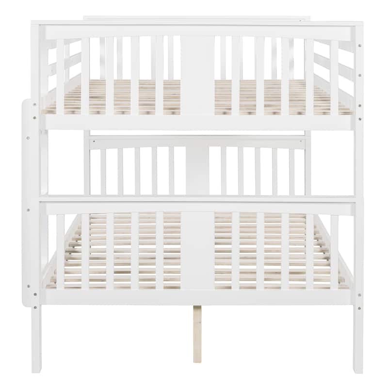 Roomfitters Full Over Full Bunk Bed with Ladder, Solid Wood Guest Room Bed Frame for Two Sleepers