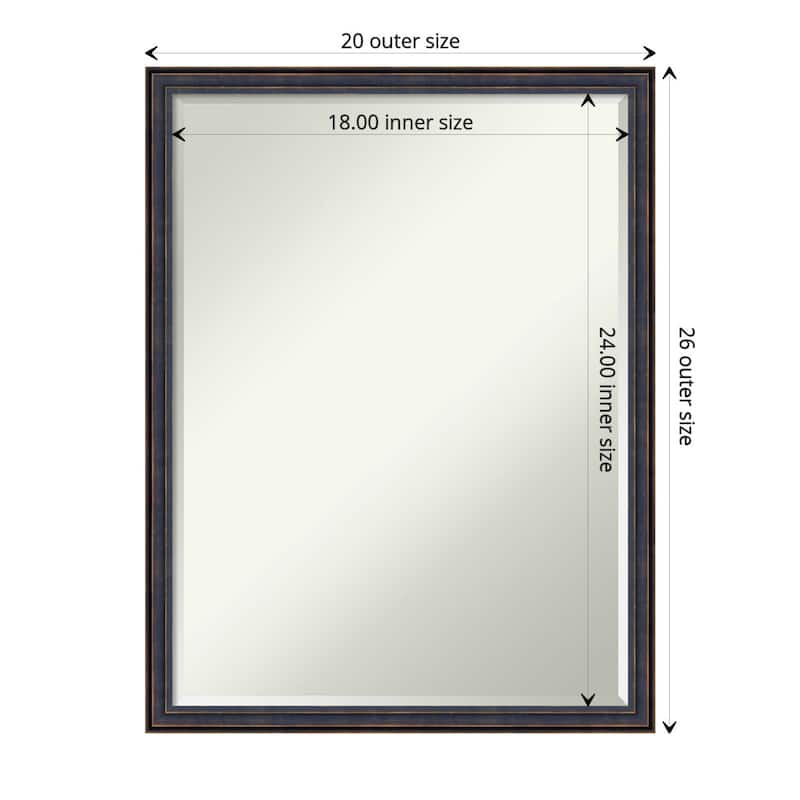 Petite Bevel Wood Bathroom Wall Mirror - Dark Bronze Scoop Frame - Dark Bronze Scoop - 20 x 26 in - 20 x 26 in - Dark Bronze Scoop