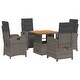 preview thumbnail 12 of 75, vidaXL Patio Dining Set with Cushions Outdoor Seating Gray Poly Rattan