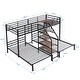 preview thumbnail 4 of 24, Industrial Design Twin over Twin & Twin Triple Metal Bunk Bed,Staircase with Storage Shelves,Safety Guardrail