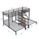 preview thumbnail 4 of 24, Twin Metal Bunk Bed, Triple Bunk Bed Frame w/ Storage Shelves Staircase