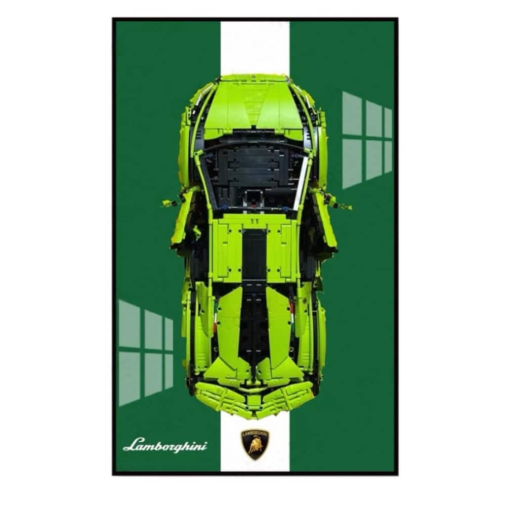 Assembled Building Block Car With Poster Display, Wall Art