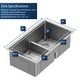 preview thumbnail 3 of 9, Karran 32" Undermount Double Bowl 60/40 Stainless Steel Workstation Sink