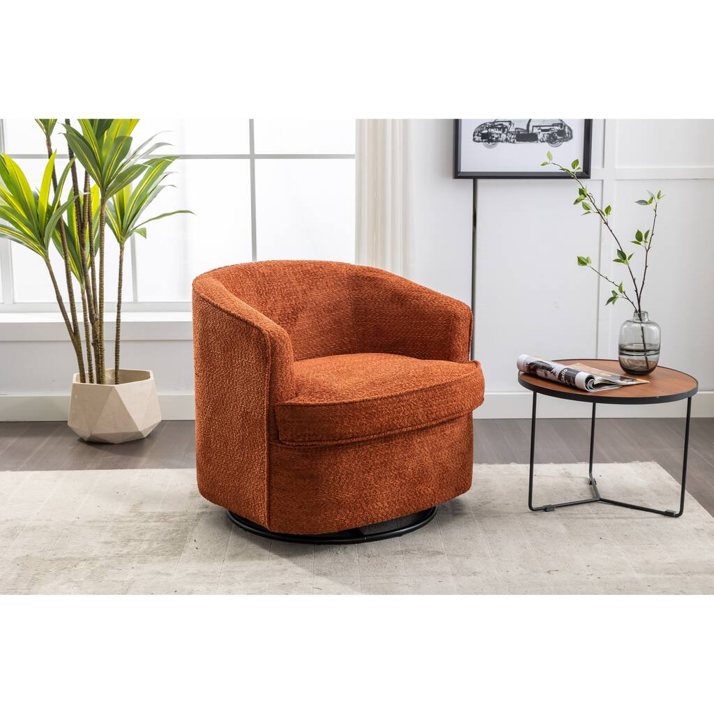 Round Accent Sofa Chair, Modern Swivel Barrel Chair