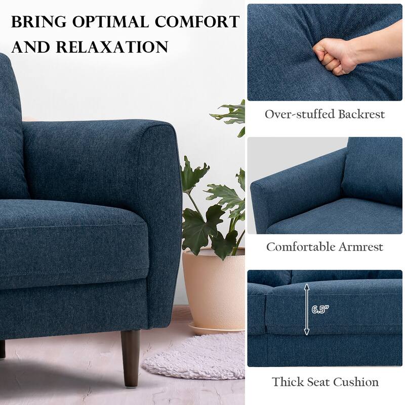 Gymax 2 Pieces Living Room Sofa Set Modern Fabric Sofa Couch & Accent