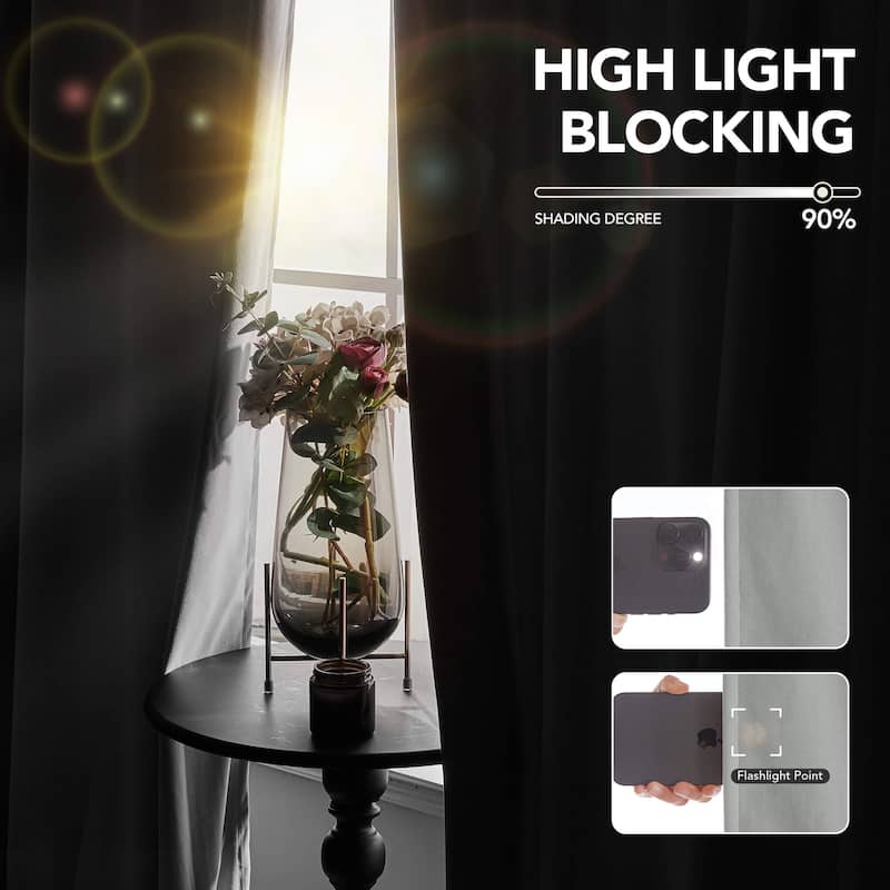 Deconovo Velvet Room Darkening Curtain Panel, Thermal Insulated