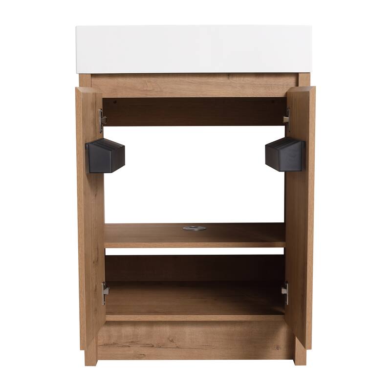 Bathroom Vanity With Sink In 24/30 Inch, Freestanding Bathroom Vanity With Soft Close Door And Adjustable Shelves
