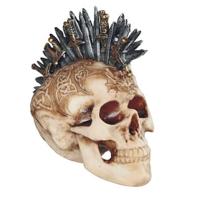 Q-Max 7"W Skull Head with Sword on Top Statue Fantasy Decoration Figurine