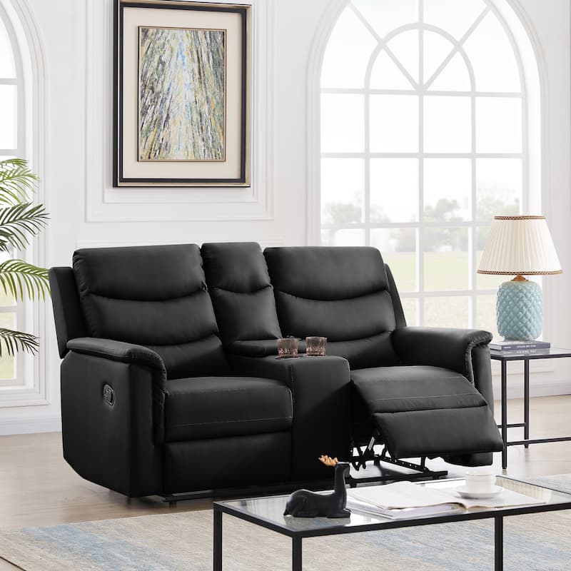 2-Seater Motion Sofa Black Pu