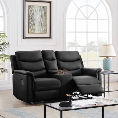 2-Seater Motion Sofa Black Pu