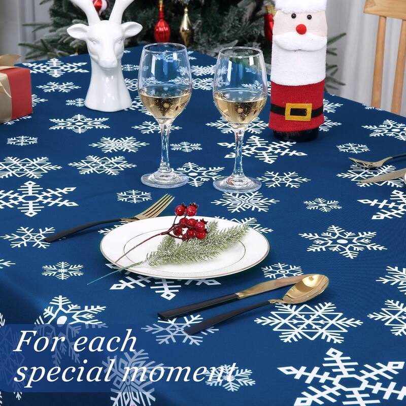 Christmas Rectangular Tablecloth Xmas Table Covers for Kitchen Dining Room Table Decor, Blue