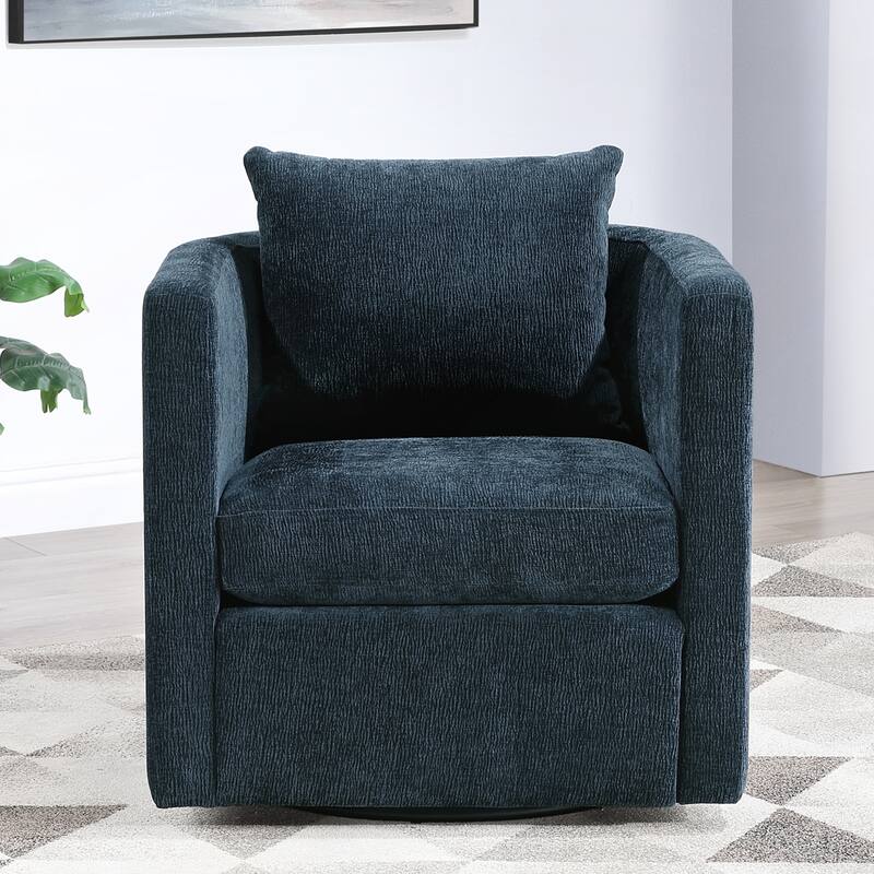 Performance Fabric Swivel Barrel Chair - Navy