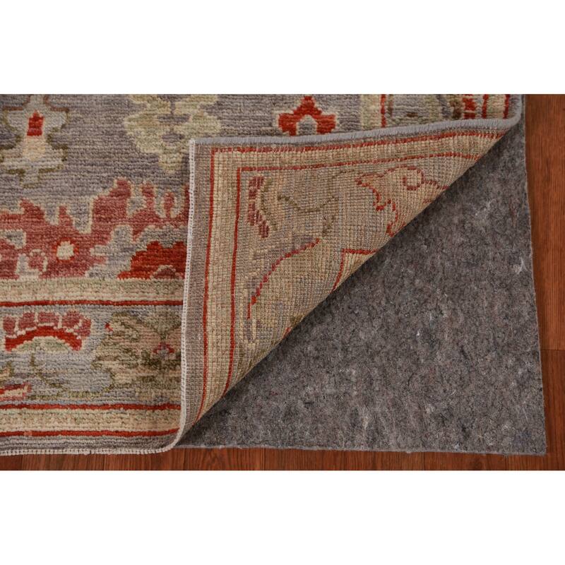 Hand Knotted Oriental 100% Wool Carpet Transitional All-Over Greys & Charcoal Oushak Runner Rug - 9' 8'' X 2' 8''