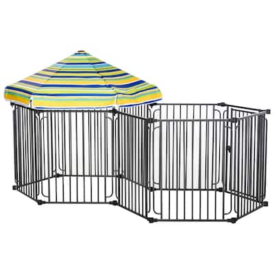 Durable Metal Dog Playpen for Indoor and Outdoor Use - 83" L x 48" W x 46.75" H