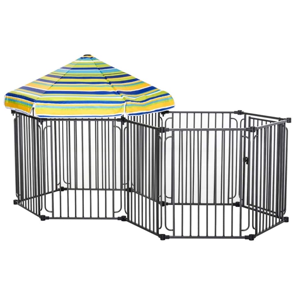Durable Metal Dog Playpen for Indoor and Outdoor Use - 83" L x 48" W x 46.75" H