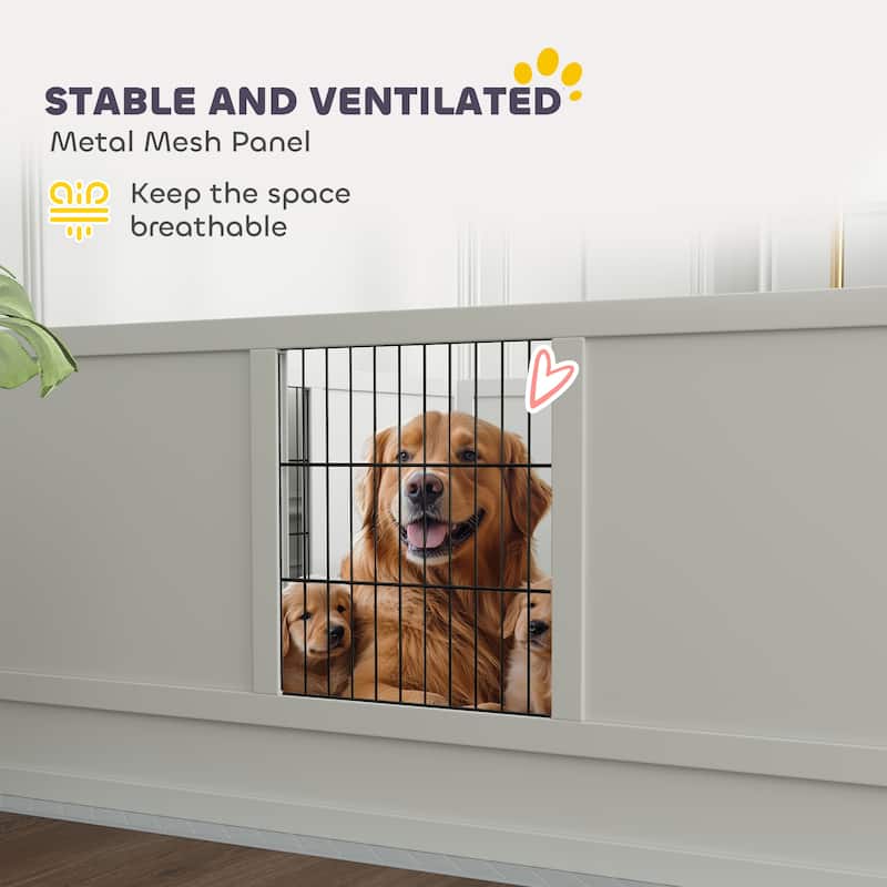 PawHut Whelping Box for Dogs and Puppies, Dog Whelping Box with Waterproof Pee Pad, Adjustable Height Door, 49" x 47" x 19"