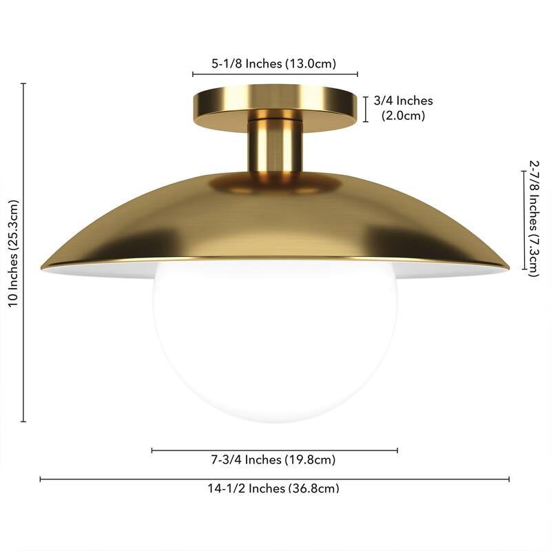 Alvia 14.5" Wide Semi Flush Mount with Metal/Glass Shade - 14.5" Wide
