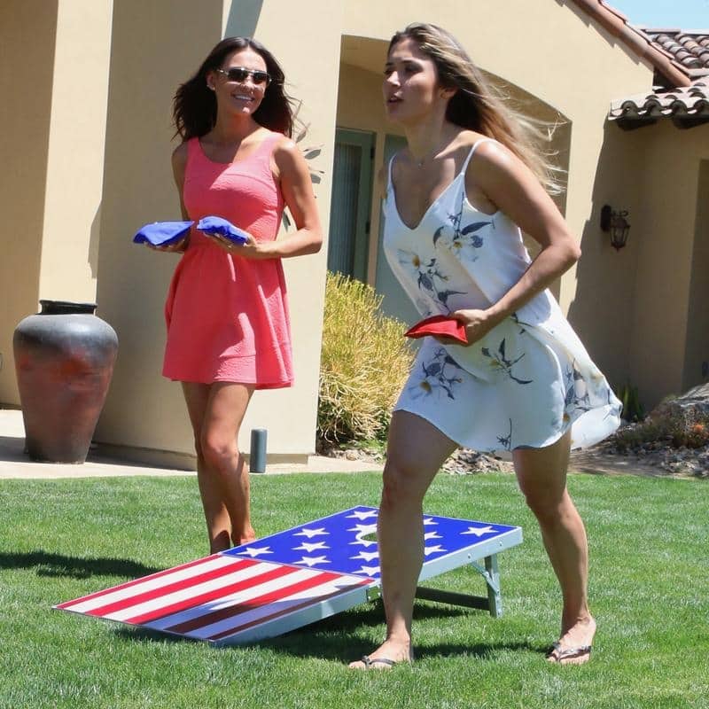 GoSports Cornhole PRO American Flag Bean Bag Toss Game Set - American Flag - 4' x 2'