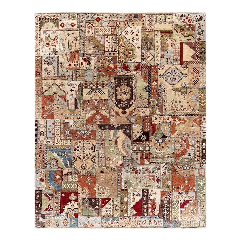 Patchwork One-of-a-Kind Hand-Knotted Area Rug, Beige - 8' 3" x 10' 3"