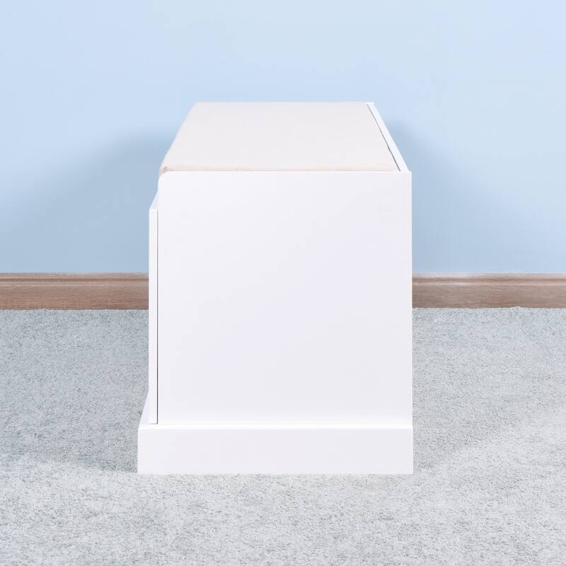 Simple Upholstered Bench Entryway Bench Hallway Bench with Drawers, Shoe Bench Storage Bench with Cabinets