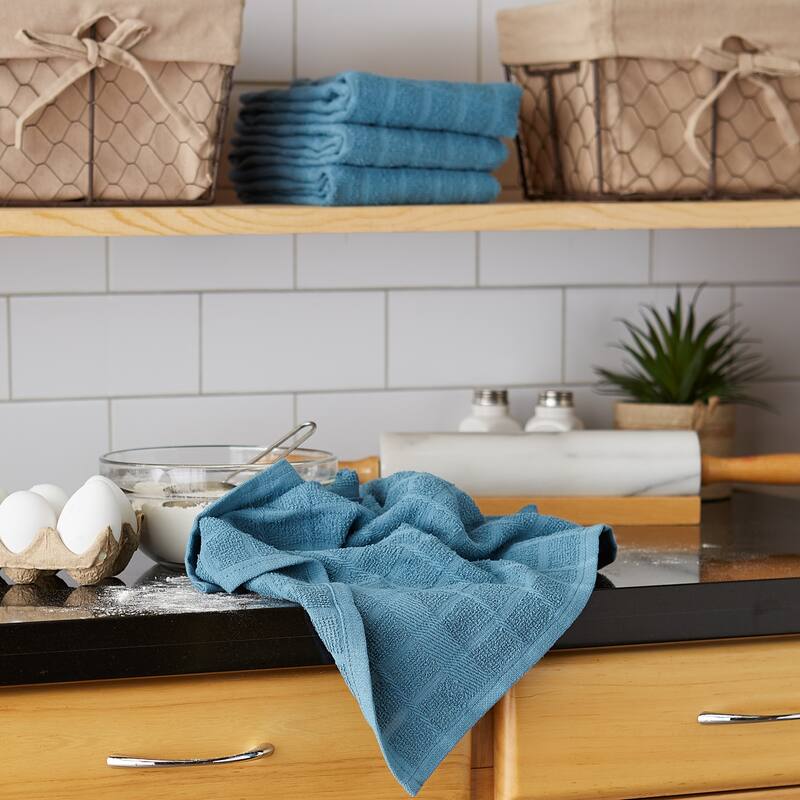 DII Solid Honey Gold Windowpane Terry Dishtowel 4 Piece