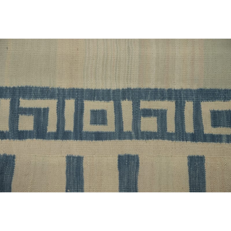 Hand Woven Oriental 100% Wool Carpet Southwestern Tribal Beige & Ivories Kilim Area Rug - 8' 5'' X 6' 8''