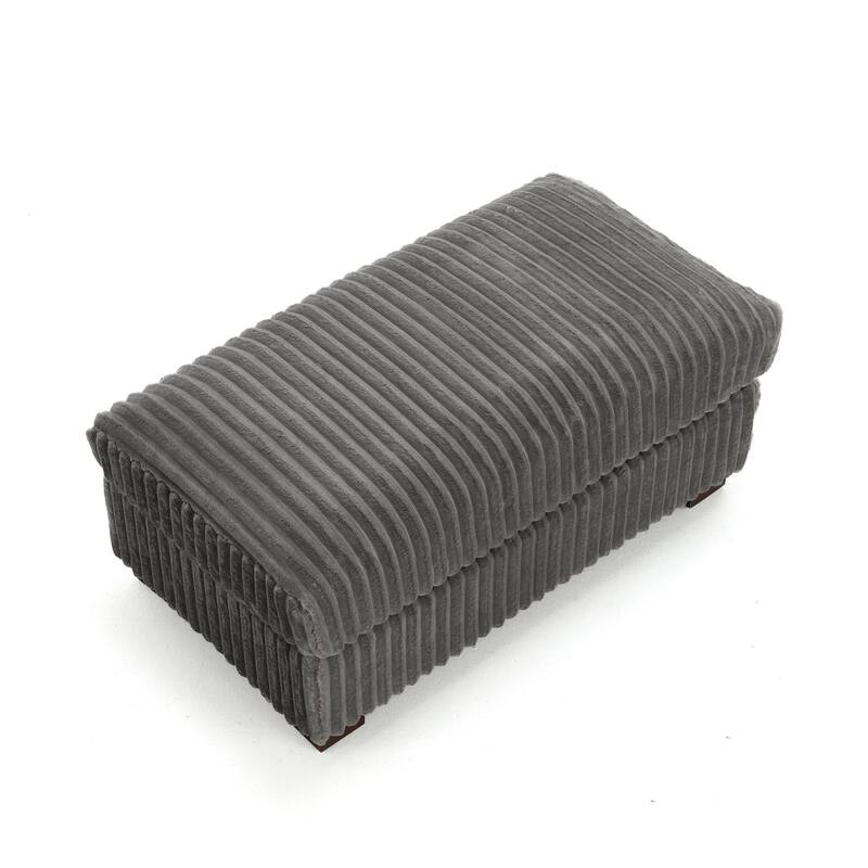 40" W Oversized Rectangle Plush Corduroy Ottoman
