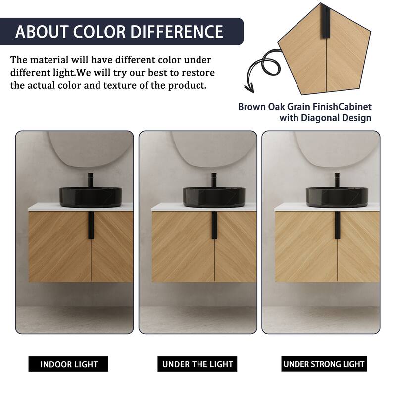 30" Bathroom Vanity with Matt Black Engineered Quartz Sink and Soft Black Drawers, Wall Mounted Floating Bathroom Vanity