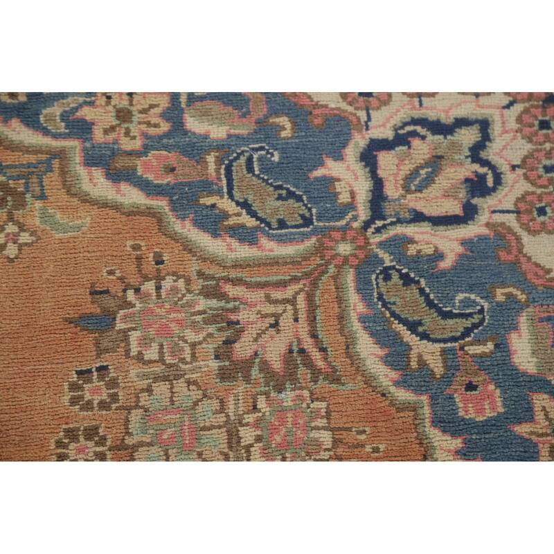 Hand Knotted Oriental 100% Wool Carpet Traditional Floral Oranges & Rust Mashad Area Rug - 9' 1'' X 5' 10''