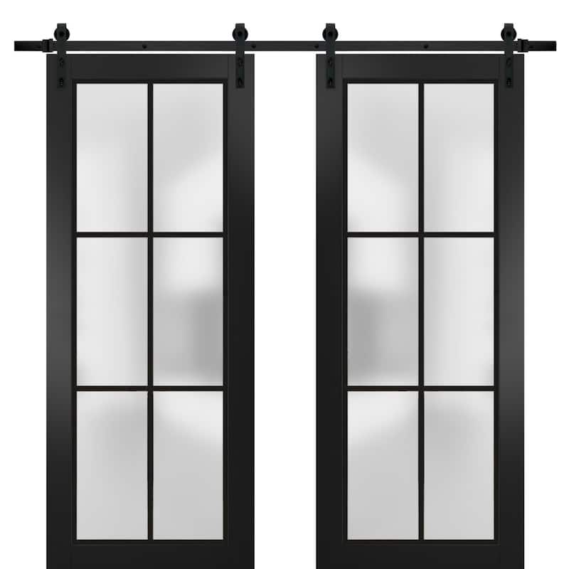 Sturdy Double Barn Door 36 x 80 Planum 2122 Matte Black 13FT - Black - 60" x 80" ( 2* 30x80)