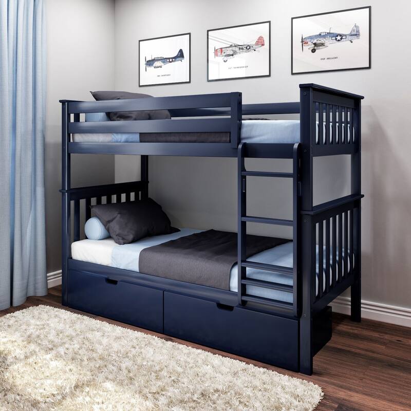 Max and Lily Twin Bunk Bed with Storage Drawers