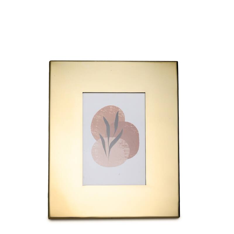 Stainless Steel Broad Rectangular Picture Frame - for 5" x 7" Photo - Gold