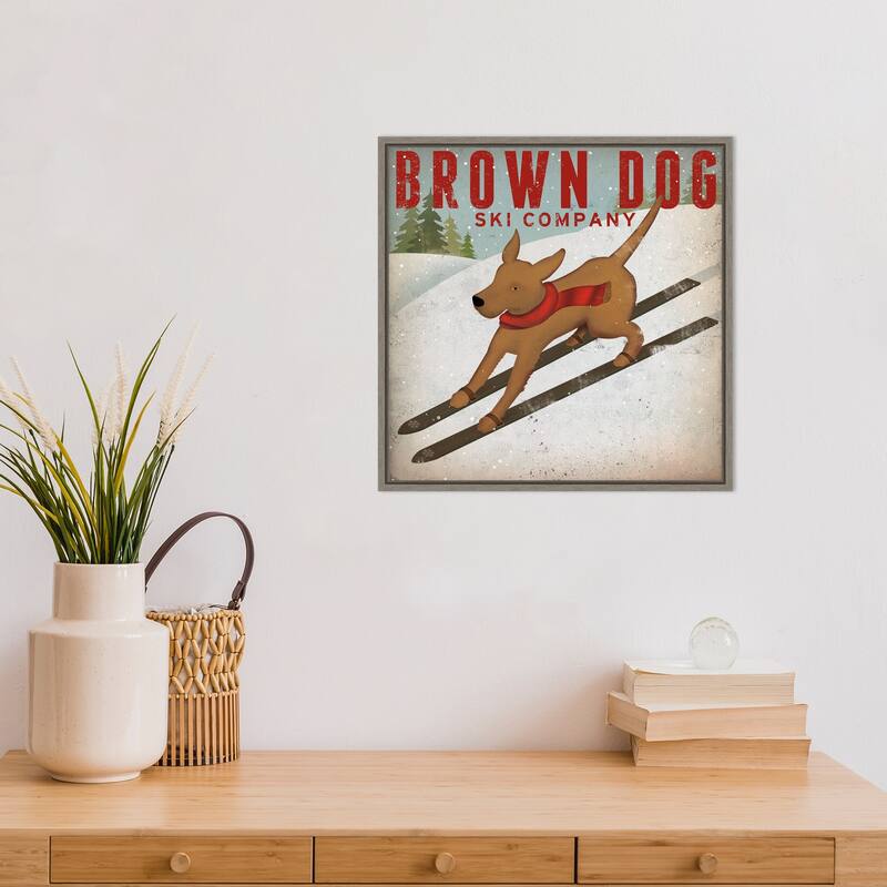 Brown Dog Ski Co by Ryan Fowler Framed Canvas Art