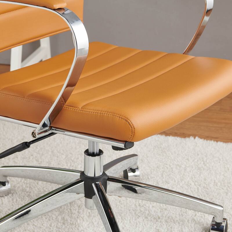 LUXMOD® Office Chair Faux Leather Silver Frame Adjustable and Swivel