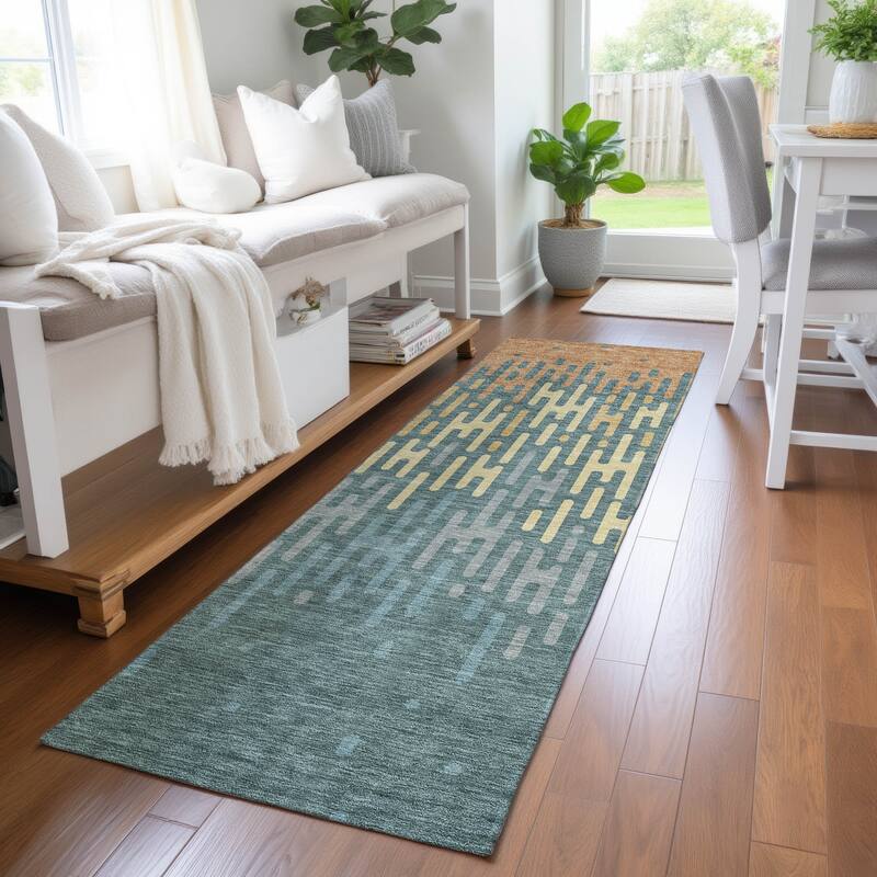 Machine Washable Indoor/ Outdoor Modern Kingman Chantille Rug