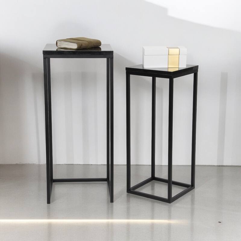 Sarraseau Set of 2 Marble Side Tables - Black
