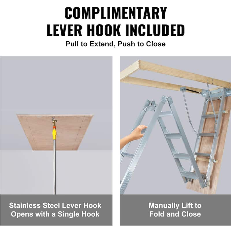 Attic Ladder Foldable, 350-pound Capacity, 22.5" x 63", Multi-Purpose Aluminium Extension, Lightweight and Portable