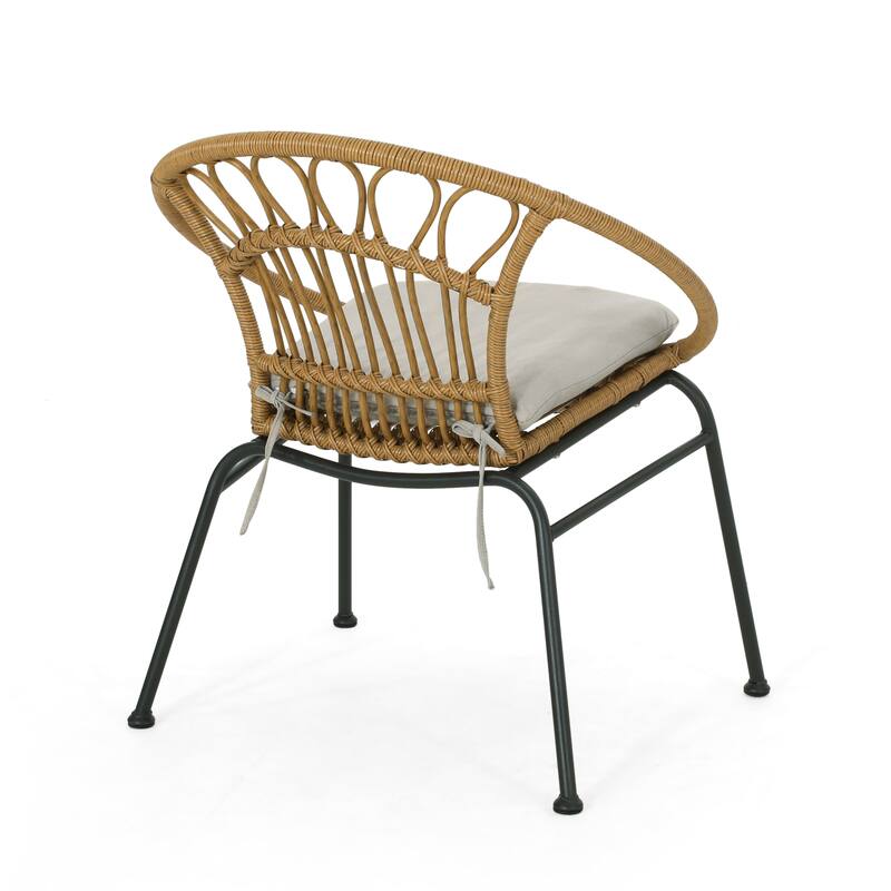 Roomfitters Banya Outdoor Rattan Chair Set with Cushions, Modern Patio Seating for Garden or Balcony, Light Brown