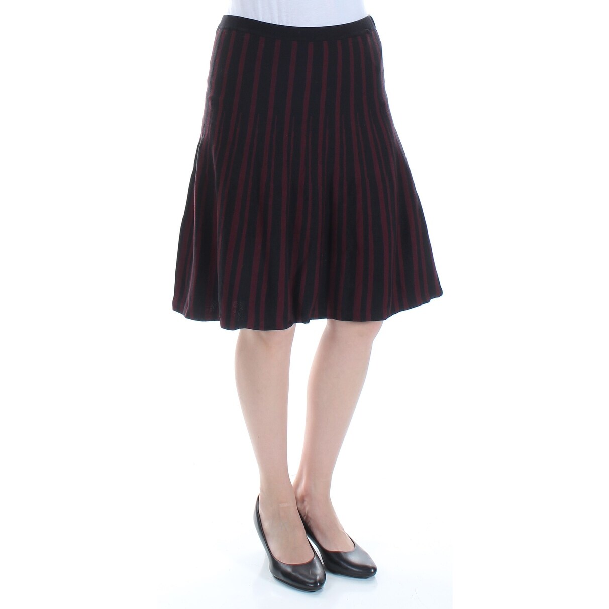 ANNE KLEIN Womens Red Striped Knee Length Fit + Flare Skirt Size: S -  Overstock - 23491080
