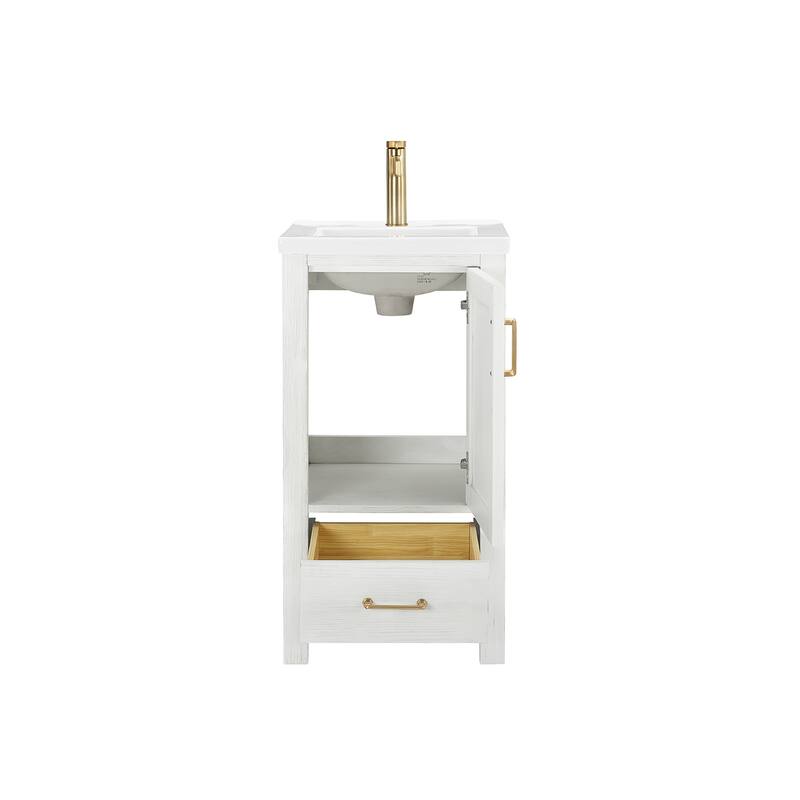 Gela Single Sink Bath Vanity with Drop-In White Ceramic Basin