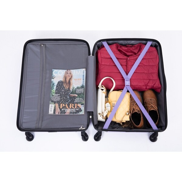 3 Piece Luggage Sets PC Lightweight & Expandable Suitcase, Purple