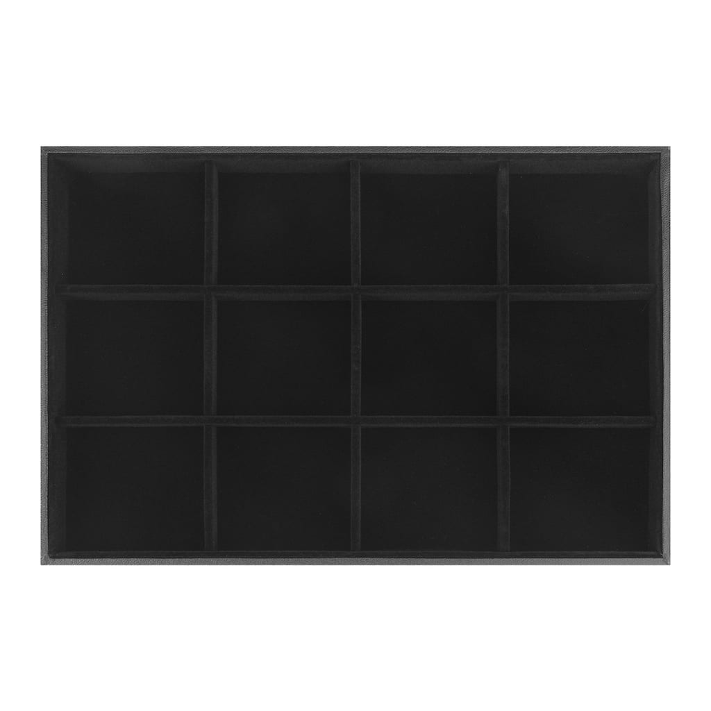 Velvet Jewelry Organizer Trays with Removable Dividers for Drawers, Jewelry Organizer Drawer Case Storage - Black