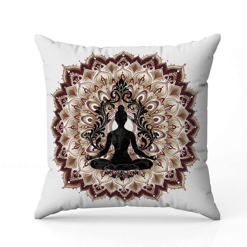 Inner Peace Circle Faux Suede Pillow With Removable Cover in White Brown Black