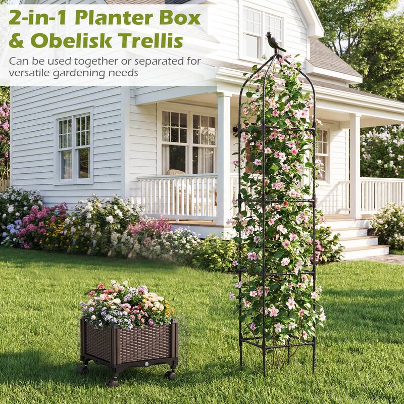 Costway 1/2 PCS Raised Garden Bed Tomato Cage Planter Box with