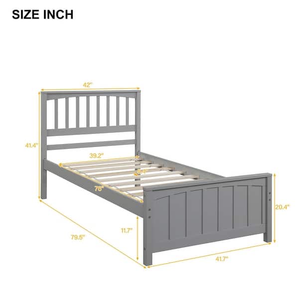 Grey Wood Platform Bed Twin Size Platform Bed