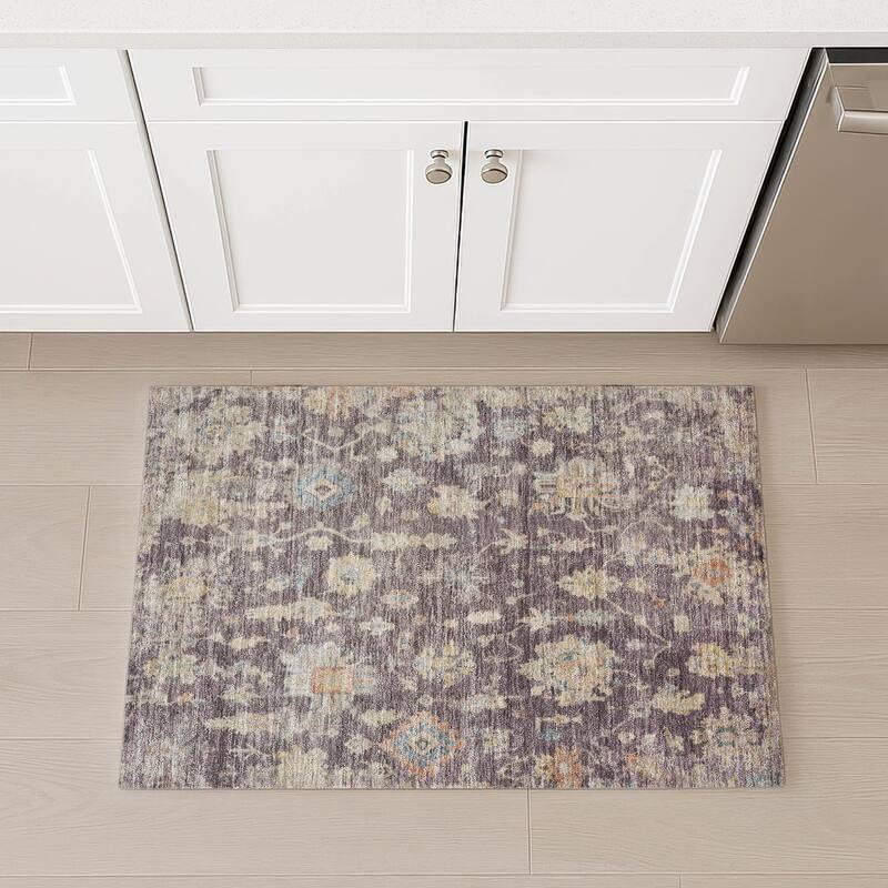 Machine Washable Indoor/ Outdoor Casual Traditional Chantille Rug