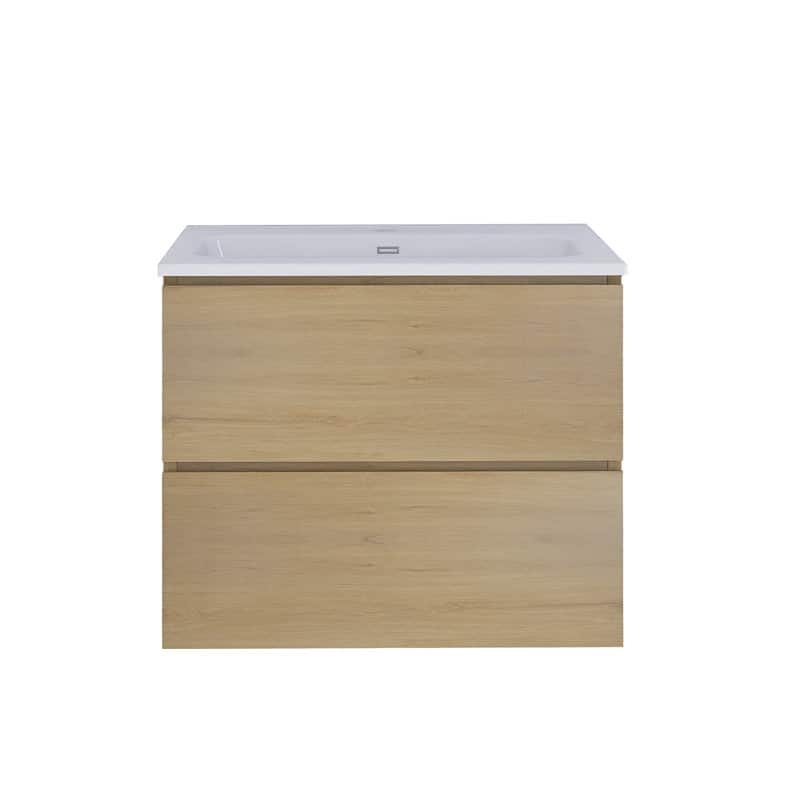 24 inches Wall-mounted Bathroom Vanity Set with White Ceramic Integrated Sink - 24" x 18"